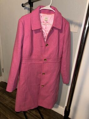J. Crew Women's Hot Pink Wool-Blend Single-Breasted Coat
